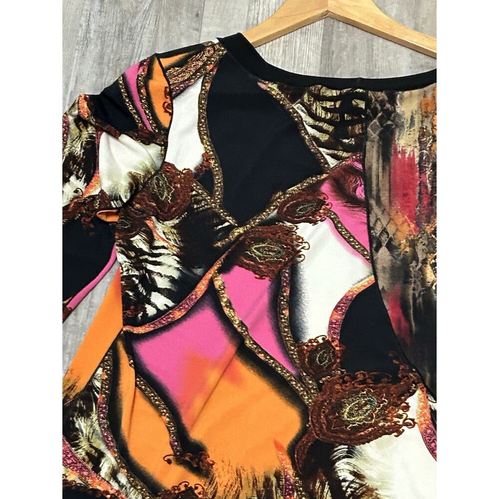 Eva Varro Floral Large Tunic Top Womens Black Thick Liquid Knit Witchy Artsy USA - Picture 11 of 13